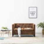 vidaXL Canapea Chesterfield cu 2 locuri, tapițerie aspect velur, maro (247156) Canapea