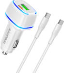 BOROFONE Incarcator Auto Borofone BZ14A Mercury cu cablu Type-C la Type-C, 1xUSB, 1xType-C, QC 3.0, Alb (BORIRBZ14AMUTTW)