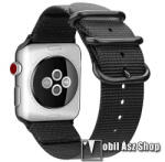  Okosóra szíj - szövet - FEKETE - 75mm + 125mm hosszú - Apple Watch Series 1/2/3 42mm / 4/5/6/SE 44mm / 7/8 45mm / 10 46mm / Ultra / Ultra 2 49mm