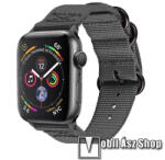  Okosóra szíj - szövet - SZÜRKE - 75mm + 125mm hosszú - Apple Watch Series 1/2/3 42mm / 4/5/6/SE 44mm / 7/8 45mm / 10 46mm / Ultra / Ultra 2 49mm
