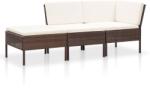 vidaXL 3 részes polyrattan kerti ülőgarnitúra párnákkal 48959