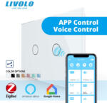 Livolo Intrerupator tactil dublu cap scara cruce zigbee Livolo, standard italian control din aplicatia mobila (VL-FC2SZ-3G-P901-3W)