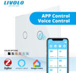 Livolo Intrerupator tactil DUBLU protocol zigbee Livolo, standard italian control din aplicatia mobila (VL-FC2Z-3G-P901-3W)