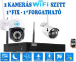  2 Kültéri MIX Wifi 1 forgatható és 1 fix 3MP megfigyelő kamera rendszer, 8 csatornás ONVIF NVR, színes éjszakai látás, H. 265+