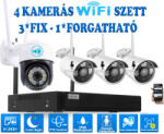  4 Kültéri MIX Wifi 1 forgatható és 3 fix 3MP megfigyelő kamera rendszer , 8 csatornás ONVIF NVR, színes éjszakai látás, H. 265+