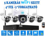  5 Kültéri MIX Wifi 1 forgatható és 4 fix megfigyelő kamera rendszer 3MP, 8 csatornás ONVIF NVR, színes éjszakai látás, H. 265+