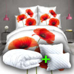 Ralex Pachet economic lenjerie pat dublu digital print 3D + 2 perne matlasate 50x70 cm + pilota 200x215 cm primavara toamna (P3D4) Lenjerie de pat