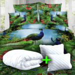 Ralex Pachet economic lenjerie pat dublu digital print 3D + 2 perne matlasate 50x70 cm + pilota 200x215 cm primavara toamna (P3D28) Lenjerie de pat