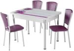 Seloo Set masa extensibila Flori de levantica cu 6 scaune efes mov