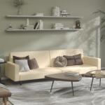 vidaXL Canapea extensibilă cu 2 locuri, crem, catifea (337659) Canapea