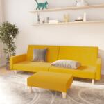 vidaXL Canapea extensibilă cu taburet, cu 2 locuri, galben, textil (3080485) Canapea