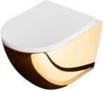 Rea Set vas WC suspendat Rea Carlo rimless auriu - alb cu capac softclose (5902557357109)