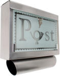 tectake 400613 rozsdamentes acélból készült postaláda üveg előlappal és újságtartóval - ezüst