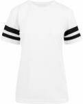 Build Your Brand Női sportos hálós póló csíkos ujjakkal - Fehér / fekete | L (BY033-1000036016)