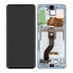 Samsung G985, G986 Galaxy S20+, S20 Plus Előlap keret+LCD Kijelző+Érintőüveg, Kék, Cloud Blue (GH82-22134D, GH82-22145D) Service Pack
