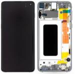 Samsung G970 Galaxy S10e Előlap keret+LCD Kijelző+Érintőüveg (GH82-18852B, GH82-18836B) Fehér, Prism white Service Pack