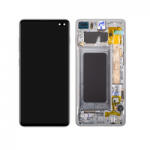 Samsung G975 Galaxy S10+, S10 Plus Előlap Keret+LCD Kijelző+Érintőüveg, Fehér, Prism White (GH82-18849B, GH82-18834B) Service Pack
