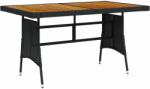 vidaXL Masă grădină, negru, 130x70x72 cm, poliratan/lemn masiv acacia (318693)