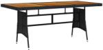 vidaXL Masă de grădină negru 160x70x72 cm poliratan/lemn masiv acacia (318694)