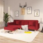 vidaXL Canapea extensibilă 2 locuri, 2 perne&taburet, roșu vin, textil (3081828) Canapea