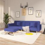 vidaXL Canapea extensibilă 2 locuri, 2 perne&taburet, albastru, textil (3081825) Canapea