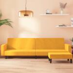 vidaXL Canapea extensibilă cu taburet, 2 locuri, galben, catifea (3081872) Canapea