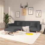 vidaXL Canapea pat cu 2 locuri, cu 2 perne&taburet, gri închis, textil (3081820) Canapea