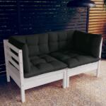 vidaXL Canapea de grădină cu 2 locuri, perne antracit, lemn masiv pin (3096011)