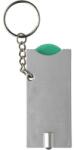  Kulcstartó érmetartóval, LED lámpával, zöld-ezüst színű test