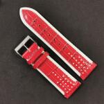  Curea Ceas „Racing Red 2A22R - Piele Naturală Roșie cu Margini Albe (24mm) (A-2F22R)