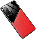  Lens tok - Samsung SM-S908 Galaxy S22 Ultra (2022) piros üveg / bőr tok beépített mágneskoronggal