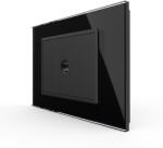 LIVOLO Priza Simpla TV Livolo cu Rama din Sticla - Serie Noua - culoare negru