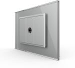 LIVOLO Priza Simpla TV Livolo cu Rama din Sticla - Serie Noua - culoare gri