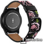  Valódi bőr okosóra szíj - RÓZSA MINTÁS - valódi bőr, 119mm + 95mm hosszú, 22mm széles - SAMSUNG Galaxy Watch 46mm / Watch GT2 46mm / Watch GT 2e / Galaxy Watch3 45mm / Honor MagicWatch 2 46mm