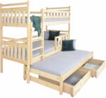 Wilsondo PETRA 5 emeletes ágy pótággyal - natúr borovi Méret: 180x80