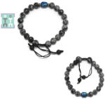  Bratara Obsidian Fulg de Zapada Mat cu Hematit Cap de Buddha - Diametru 56 mm - Rotunda - 8-9 x 8-9 mm - 1 Buc