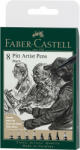 Faber Marker cerneala negru FABER-CASTELL Pitt Artist Pen Black, 8 buc/set, FC167158