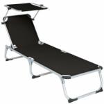 divero Kerti nyugágy összecsukható napellenzős fekete 187 cm (ZGC34404)