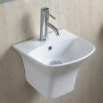 Inter Ceramic Мивка за баня ICC 3535, Inter Ceramic, с полуконзола, стенен монтаж, с отвор за смесител и преливник, порцелан, бял, 35.5x35.5x29см (3535)