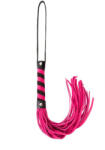 Angel Touch Black Pink Leather Twisted Handled Whip
