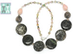  Colier din Astrofilit Disc 20x5 mm - Turmalina 4x4 mm - Manganocalcit 2x9 mm - Accesorii Argint 925