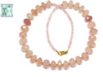  Colier din Cuart Roz Disc Fatetat 3-8 x 4-11 mm - Accesorii Gold Filled