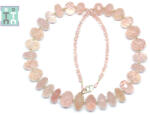  Colier din Cuart Roz Disc Fatetat 2-9 x 3-15 mm - Accesorii Argint 925
