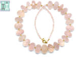  Colier din Cuart Roz Disc Fatetat 2-10 x 3-17 mm - Accesorii Gold Filled