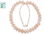  Colier din Cuart Roz Disc Fatetat 3-8 x 4-11 mm - Accesorii Argint 925