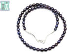  Colier din Perle de Cultura Neagra Butoias 6-7 x 5-6 mm - Accesorii Argint 925