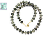  Colier din Cuart cu Rutil Verde Disc Fatetat 4-7 x 8-10 mm - Accesorii Gold Filled