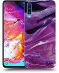 Picasee Husă transparentă din silicon pentru Samsung Galaxy A70 A705F - Purple glitter