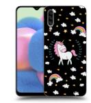 Picasee Husă neagră din silicon pentru Samsung Galaxy A30s A307F - Unicorn star heaven