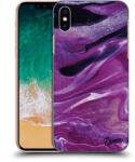 Picasee Husă transparentă din silicon pentru Apple iPhone X/XS - Purple glitter